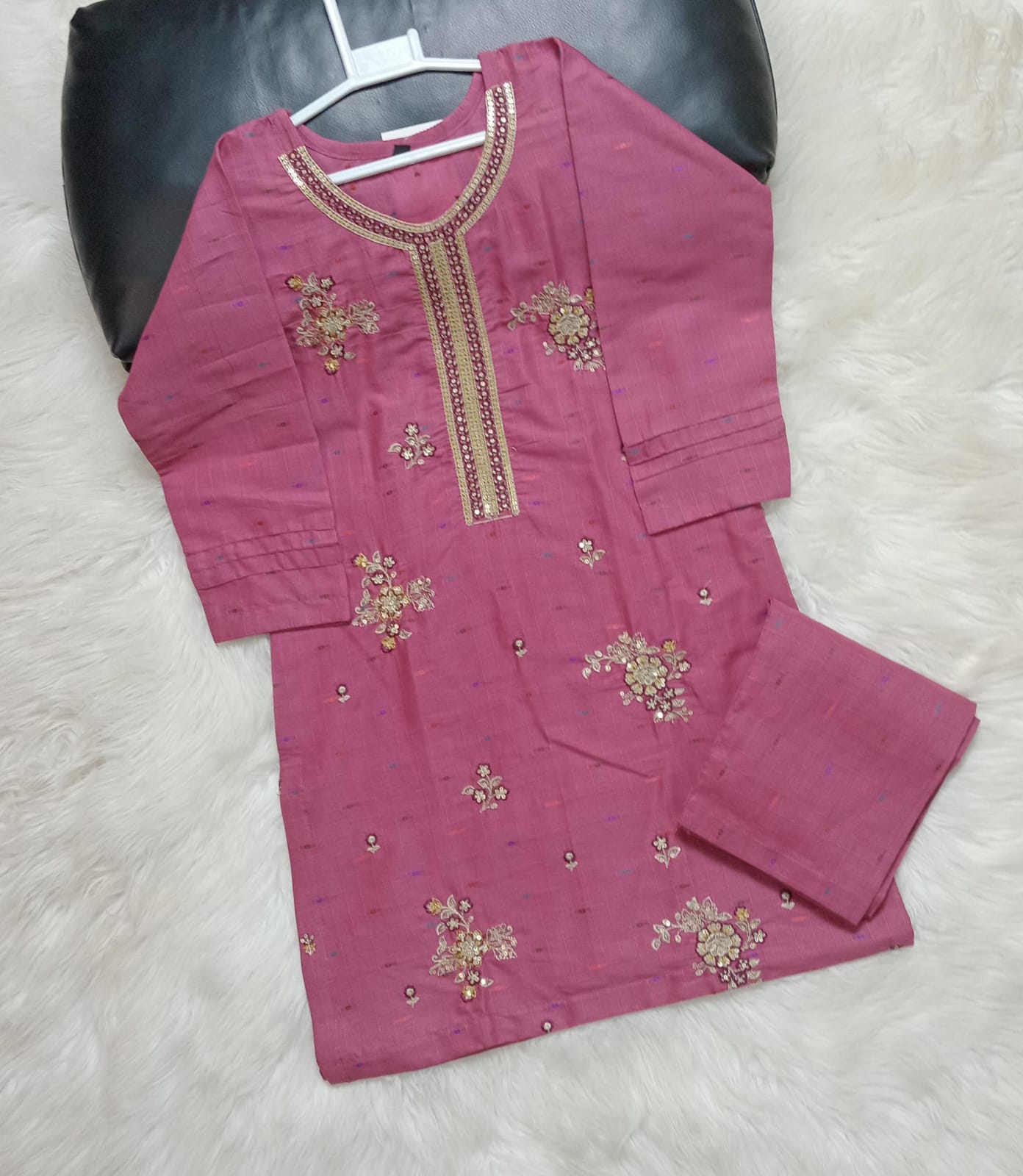 2 PIECE EMBROIDERED COTTON SUIT